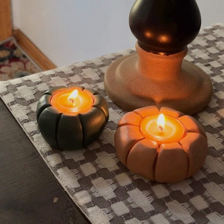 Pumpkin Tea Light Candle Holder Set