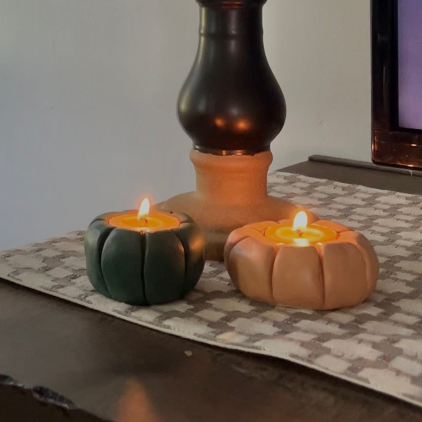 Pumpkin Tea Light Candle Holder Set