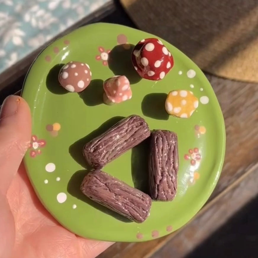 Mushroom Log Tea Light Candle Holder