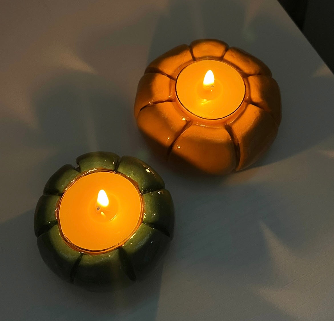 Pumpkin Tea Light Candle Holder Set