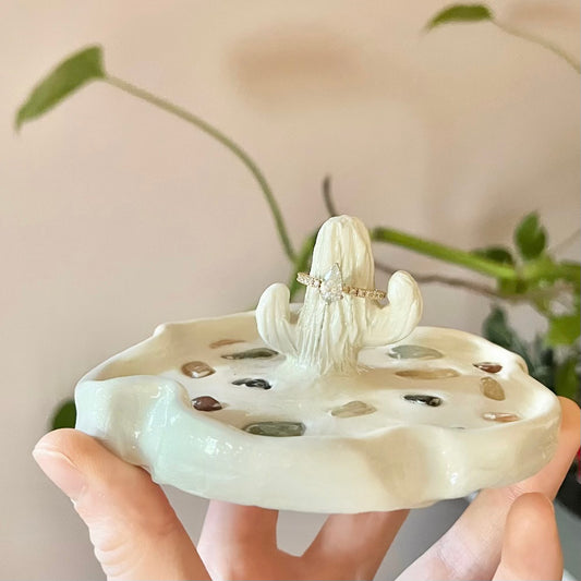 Free-Form Stone Cactus Ring & Jewelry Holder